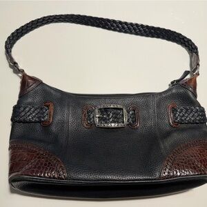 Brighton leather buckle hobo bag braided strap black brown croc western shoulder